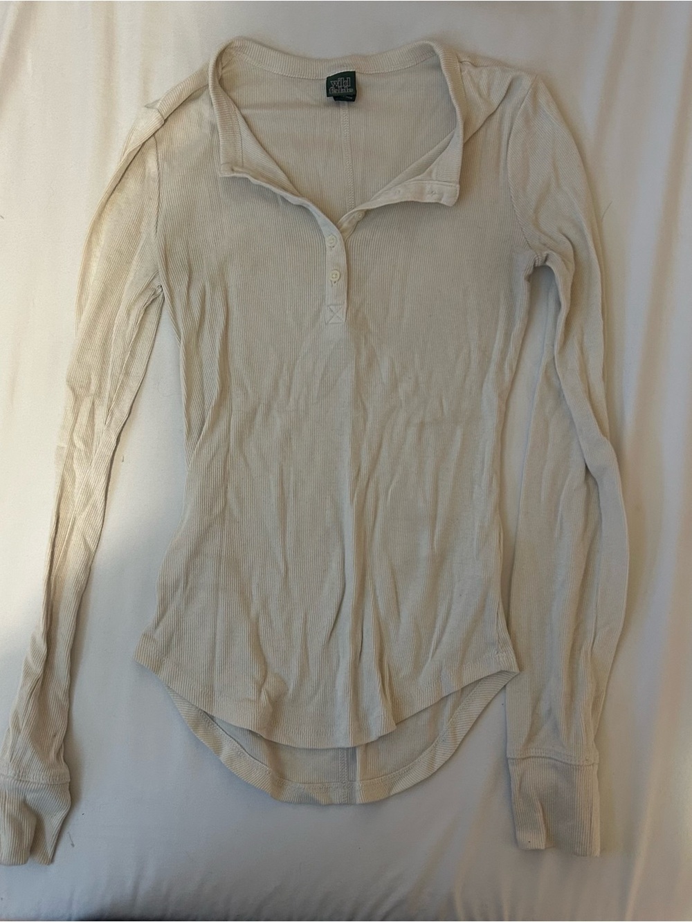wild fable Cream Waffle Henley Long Sleeve Top